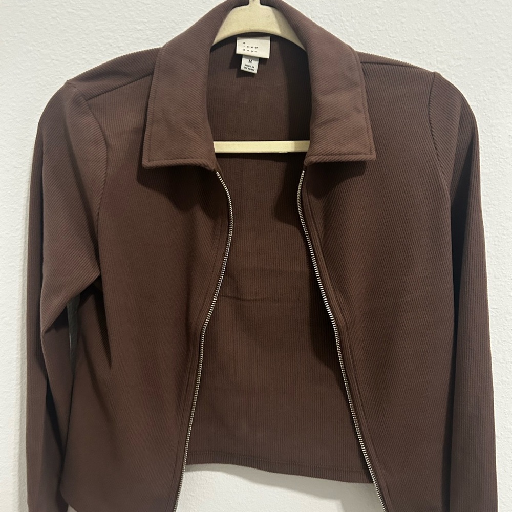 A New Day Chocolate Brown Ribbed jacket